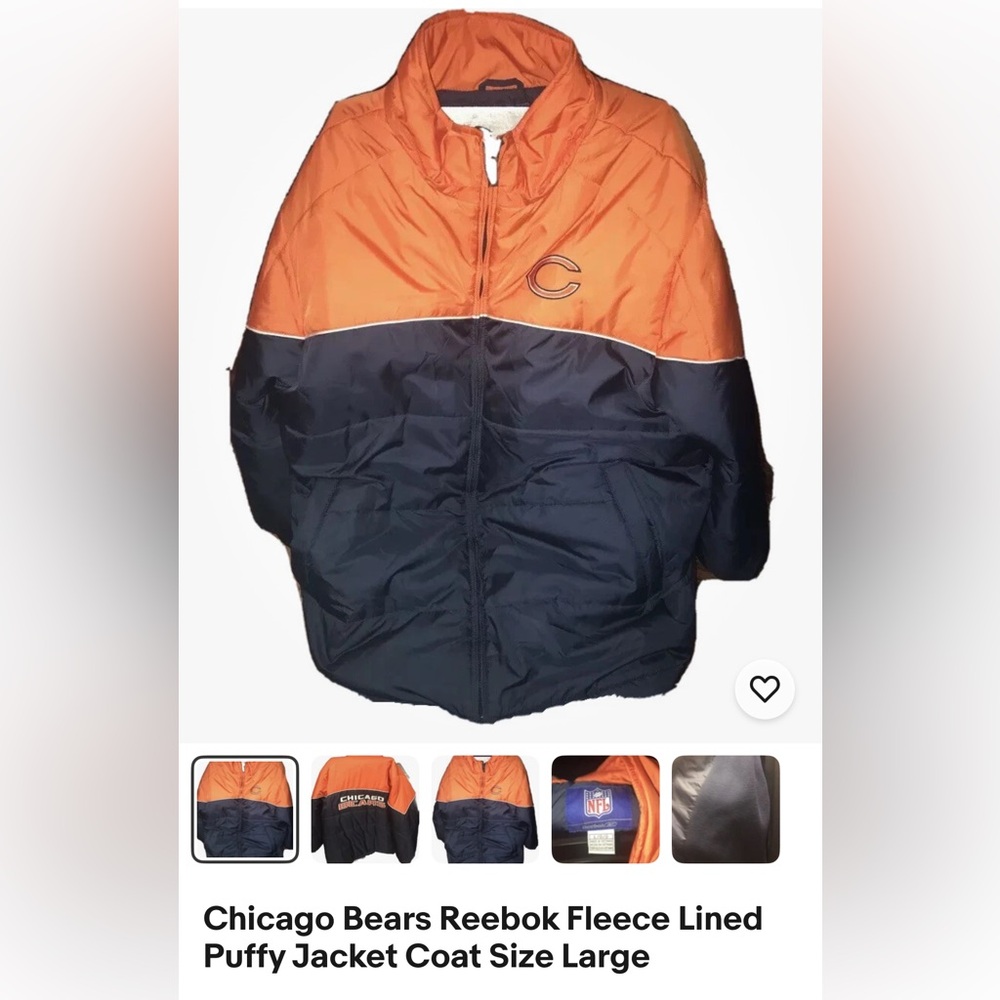Reebok Orange and Blue Puffer Jacket